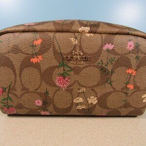 Coach Small Boxy Cosmetic Case in Signature Canvas with Wildflower Print